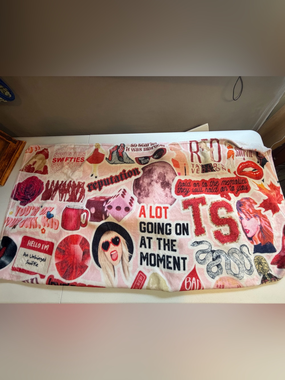 Custom Taylor Swift Eras Tour Albums Fleece Throw Blanket Swifties Red Decor